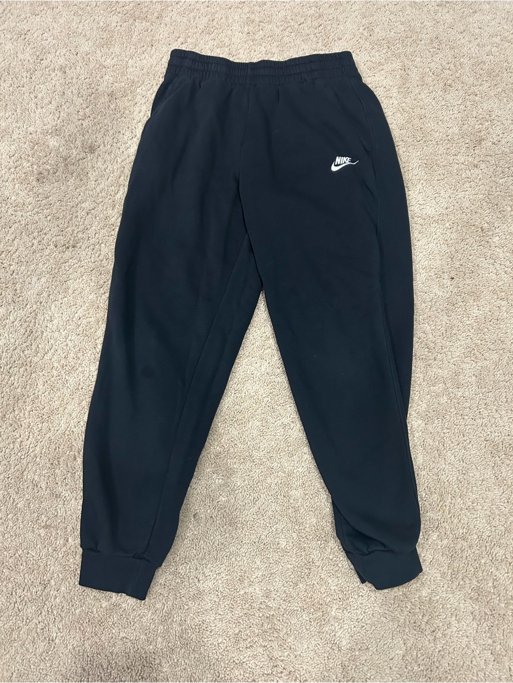 Nike Kids Black Jogger Sweatpants with White Swoosh